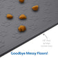 MIGHTY MONKEY 100% Waterproof Dog Food Mat, Raised Edges Silicone Pet Feeding Placemat for Cat, Dogs, Pet Bowls, High Lipped Tray Prevents Water Spills, Food on Floor, Dishwasher Safe, 22x14, Gray