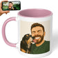 Personalized Coffee Mug, Custom Drawing Portrait Gift, Funny Customized Coffee Gift for Men & Women, Custom Mugs with Pictures, Pink 11oz Customized Ceramic Tea Cup