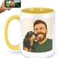 Personalized Coffee Mug, Custom Drawing Portrait Gift, Funny Customized Coffee Gift for Men & Women, Custom Mugs with Pictures, Yellow 15oz Customized Ceramic Tea Cup