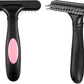 Pet Grooming Rake - Double Row Pins Shedding and Dematting Undercoat Rake Comb for Dogs, Cats, Matted, Short, Long Hair Coats - Safe Grooming & Deshedding Brush - Comb Out Mats & Tangles Easily