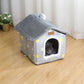 Scnbom Dog House Indoor Puppy Cave Cat Nest Kennel Pet Bed Portable Memory Sponge Foldable Houses with Cushion (Grey, S:Size fits 3.5kg/8lbs (Pets))