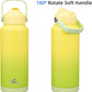 Insulated Water Bottle with Straw Lid,32 oz Stainless Steel Vacuum Metal Bottle with Silicone Handle,Lime