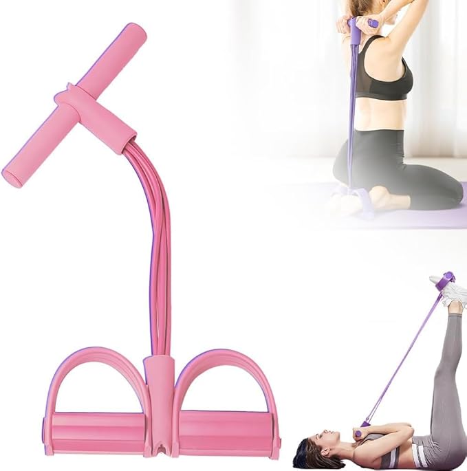 21 Fitness Resistance Bands-6 Tube Pedal Ankle Puller | 2025 Upgrade 6-Level Elastic Exercise Bands with Yoga Pedal | Natural Latex Workout Equipment for Sit Up/ABS/Leg Training (Women & Men)