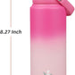 Insulated Water Bottle with Straw Lid,24 oz Stainless Steel Vacuum Metal Bottle with Silicone Handle,Cherry Blossom