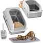 2 Pack Stainless Steel Litter Box, 24'' XL Extra Large Cat Litter Box with Lid, Metal Litter Boxes for Multiple Cats, Anti-Leakage,Non-Stick, Easy to Clean, Included Cat Litter Mat, Scoop