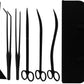 7-in-1 Aquascaping Tools Kit for Aquarium & Terrarium - Stainless Steel Long Tweezers, Curved Scissors, Algae Scraper, Feeding Tongs - Live Plant Trimming & Tank Cleaning Accessories