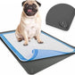TidyFriend Dog Pee Pad Holder Tray Fits for 27.5” x 44” Pee Pads with Corner Lock Holes, Raised Edges, Non-Spill, Easy to Clean Silicone Dog Potty Tray Holder, For Indoor Floor Protection (Grey)