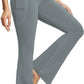 baleaf Women's V Crossover Flare Leggings with Pockets Yoga Pants High Waist Casual Workout Gym Bell Bottom Leggings