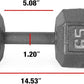 WF Athletic Supply Cast Iron Solid Hexagon Gray/Black Dumbbells, Strength Training Free Weights Set of 2 for Women and Men, Hand Weights Sold by Pairs, Multi-Select Size Options Available
