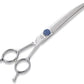 7'' Dog Grooming Scissors CNC 440C Blades Sharp and Durable Polished Curved Dog Shears with Blue Diamond Adustable Screws Easy to Use for Groomer and Home User