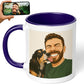 Personalized Coffee Mug, Custom Drawing Portrait Gift, Funny Customized Coffee Gift for Men & Women, Custom Mugs with Pictures, Navy 11oz Father's Day Mug