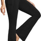 baleaf Women's V Crossover Flare Leggings with Pockets Yoga Pants High Waist Casual Workout Gym Bell Bottom Leggings