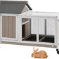 38''L Rabbit Hutch Outdoor Indoor with Wheels, Wooden Expandable 2 Story Bunny House Rabbit Cage with Run, Waterproof Roof, Pull Out Tray, Guinea Pig Cage Chicken Coop for Small to Medium Pets