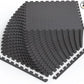 Norsk Foam Floor Gym Mats with Interlocking Tiles, .47" Thick, 24"x24", 24-Pack, 96 Square Feet, Diamond Plate Design, Grey