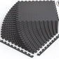 Norsk Foam Floor Gym Mats with Interlocking Tiles, .47" Thick, 24"x24", 54-Pack, 216 Square Feet, Diamond Plate Design, Grey