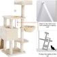 Heybly Cat Tree, Cat Tower for Indoor Cats with Scratching Board, Multi-Level Cat Furniture Condo with Feeding Bowl, Beige HCT010M