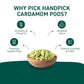 HANDPICK Green Cardamom Pods (57g / 2oz) Large size Green Elaichi | Pure, Non-GMO, Gluten Free | 100% Raw from India | Resealable Zip Lock Pouch
