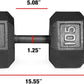 WF Athletic Supply Cast Iron Solid Hexagon Gray/Black Dumbbells, Strength Training Free Weights Set of 2 for Women and Men, Hand Weights Sold by Pairs, Multi-Select Size Options Available