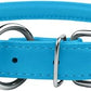 CollarDirect Rolled Leather Dog Collar, Soft Padded Round Puppy Collar, Handmade Genuine Leather Collar Dog Small Large Cat Collars 13 Colors (13-16 Inch, Light Blue Textured)