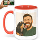 Personalized Coffee Mug, Custom Drawing Portrait Gift, Funny Customized Coffee Gift for Men & Women, Custom Mugs with Pictures, Orange 15oz Customized Ceramic Tea Cup