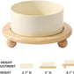 Ceramic Elevated Dog Food and Water Bowl, Kitty Bowl, Raised Dog Dish, Pet Feeder (6inch, 1 x Beige + Stand)