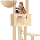 96.5"-108" Cat Tree Floor to Ceiling 7-Tier Cat Tower Adjustable Height with Scratching Posts, Cozy Hammock, Cat Condo for Indoor Cats(Beige)