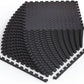 Norsk Foam Floor Gym Mats with Interlocking Tiles, .47" Thick, 24"x24", 18-Pack, 72 Square Feet, Diamond Plate Design, Black