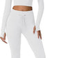 QINSEN Workout Sets for Women 2 Piece Seamless Long Sleeve Crop Tops Ribbed High Waist Leggings