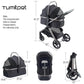 Pet Stroller for Small Medium Dogs, Cat Carriage Travel System Four Wheel Dog Stroller with Carrier, Zipperless Entry/Cup Holder/Storage Basket