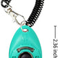 OYEFLY Dog Training Clicker with Wrist Strap Durable Lightweight Easy to Use, Pet Training Clicker for Cats Puppy Birds Horses. Perfect for Behavioral Training 2-Pack (Black and Water Lake Blue)