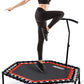 ONETWOFIT 48" Silent Mini Trampoline with Adjustable Handle Bar Fitness Trampoline Bungee Rebounder Jumping Cardio Trainer Workout for Adults