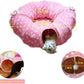 AUOON Cute Cat Donut Tunnel - Round Cat Tunnel Bed with Washable Cushion Interactive Cat Toy for Indoor Cats Kitten Kitty Puppy Rabbit Ferret (Pink)