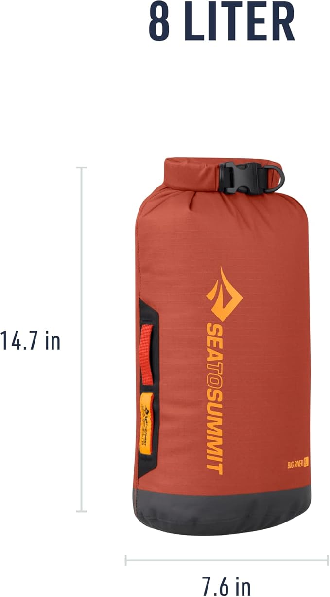 Sea to Summit Big River Dry Bag, Heavy-Duty Dry Storage, 8 Liter, Picante Red