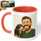 Personalized Coffee Mug, Custom Drawing Portrait Gift, Funny Customized Coffee Gift for Men & Women, Custom Mugs with Pictures, Orange 11oz Customized Ceramic Tea Cup