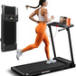 Treadmill with Handles, Portable Small Treadmills for Home and Office, 3.0HP Folding Walking Pad with 300 lbs Capacity, Cup Holder, LED Display and 12 Preset Programs