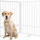 Full Metal Freestanding Dog Gate with Door, 32''Height Foldable Pet Dog Fence for Indoor & Outdoor, 2 Panels Extra Wide Free Standing TallDog Gates for Doorways,House,Stairs,Porch,Deck,Yard