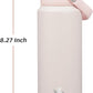 Insulated Water Bottle with Straw Lid,24 oz Stainless Steel Vacuum Metal Bottle with Silicone Handle,Pearl