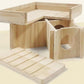 Hamster House Multi Chamber Wooden Hamster Maze Tunnel with Ladder Gerbil Hideout Castle Small Animal House Hut Habitats Cage Accessories for Hamster Rat Gerbils and Other Small Pets