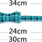 Puppy Collars for Small Dogs - StrawberryEC Adjustable Puppy Id Buckle Collar Leather. Cute Plaid Bandana Dog Collar (Bow-Peacock Green)