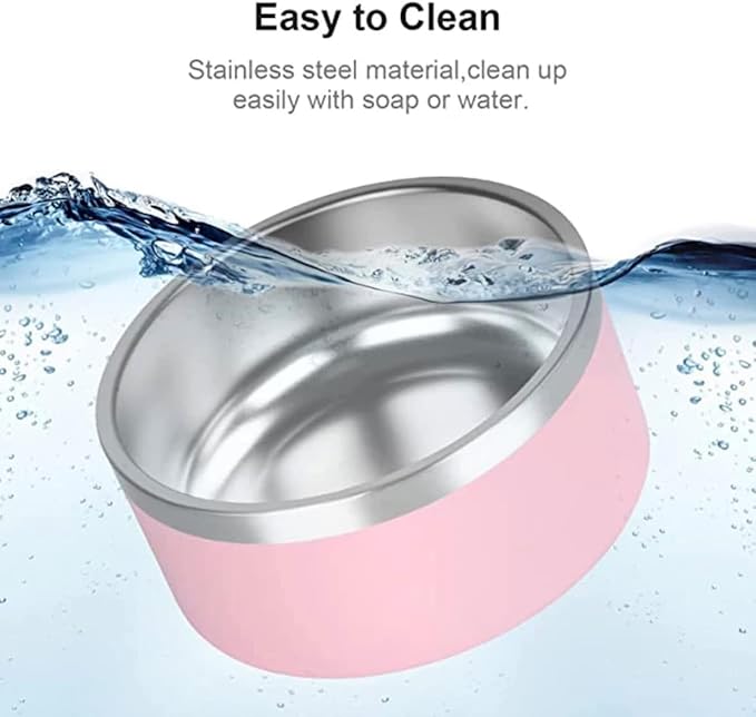 64 oz White Dog Bowl for Medium and Large Dogs, Non Slip Double Wall Vacuum Insulated Stainless Steel Dog Bowl That Keeps Water Cool (64 oz, White)