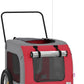 Tidyard Pet Bike Trailer Red and Gray Oxford Fabric and Iron Pet Bicycle Carrier, Animal Bike Stroller for Cat, Puppy, Dog, Outdoor, Travel Style A