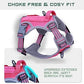 BUMBIN Tactical Dog Harness for Small Dogs No Pull, Famous TIK Tok No Pull Puppy Harness, Fit Smart Reflective Pet Walking Harness for Training, Adjustable Dog Vest Harness with Handle Rose Red XS