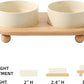 Ceramic Elevated Cat Food and Water Bowl, Kitty Bowl, Raised Cat Dish, Pet Feeder (5.1 in, 2 x Beige + Stand)