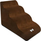 Dog Stairs, Removable and Washable Pet Stairs, 4-Steps Non-Slip Pet Ramp, Dogs Steps for High Bed Sofa, High Resilience Sponge Dog Stairs(Dark Brown)