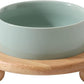 Ceramic Elevated Cat Food and Water Bowl, Kitty Bowl, Raised Cat Dish, Pet Feeder (5.1 in,1 x Light Green + Stand)