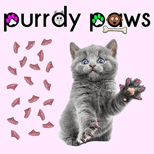 40 Pack Soft Nail Caps for Cat Claws Pink Glitter Kitten