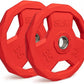 SPART Color Coded Weight Plate 2-Inch Rubber Coated Olympic Grip Plate for Barbell, Solid Cast Iron Weight Plates for Strength Training, Weightlifting, Crossfit, Home Gym, 2.5LB/5LB/10LB/25LB/35LB/45LB, Pair