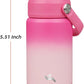 Insulated Water Bottle with Straw Lid,12 oz Stainless Steel Vacuum Metal Bottle with Silicone Handle,Cherry Blossom