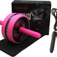 BiJun Ab Roller Wheel for Abs Workout - Complete Home Gym Set with AB Wheel Roller, Knee Mat, and Jump Rope (Pink)