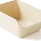SpaceTime Large Cat Litter Box with High Sides,Cat Boxes for Indoor Cats,Cat Litter Pan for Kitty,Litter Box with Low Entry,Easy to Clean,Anti-Splashing(Cream White)